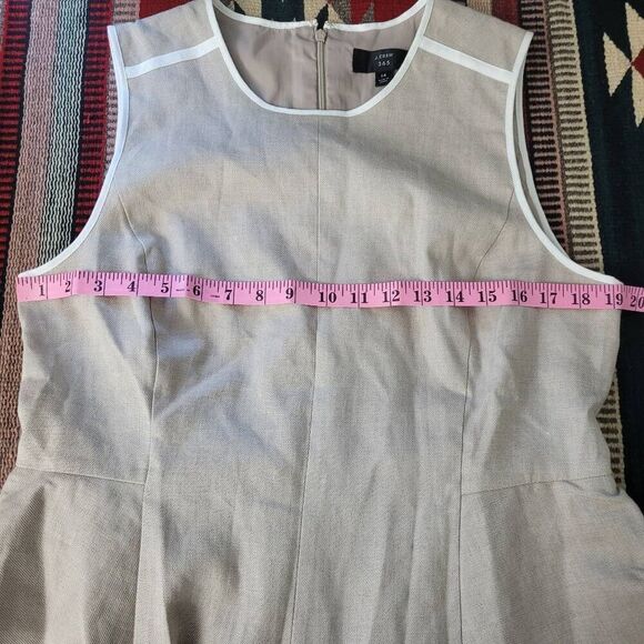 NWT J. Crew Peplum Stretch Linen Blend Sheath Dress Sz 14 Flax Oatmeal Office - Picture 9 of 12